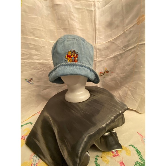 Disney,”Pooh”, Adult Denim Bucket Hat with embroidered Pooh and Tigger - Picture 6 of 12